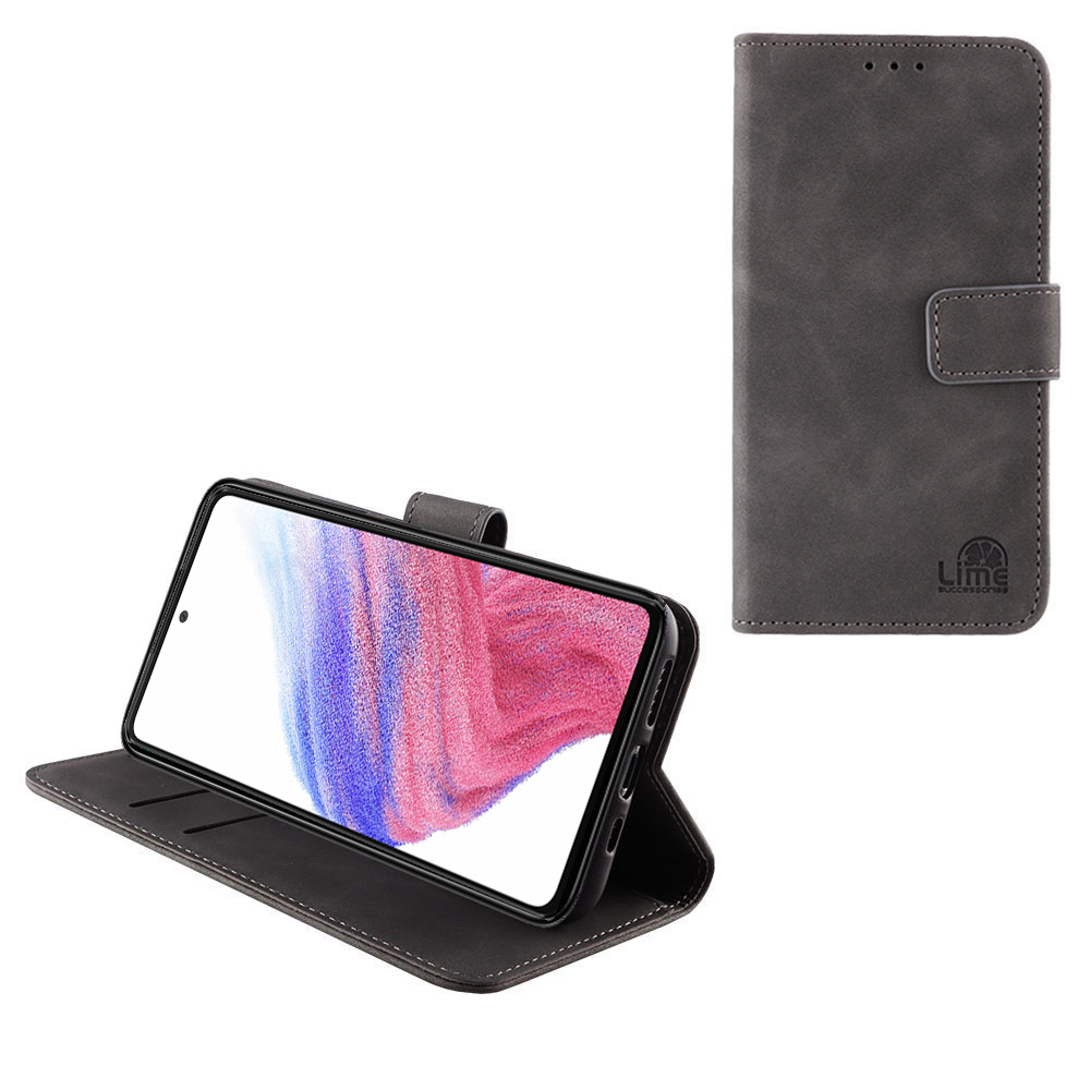 LIME CASE SAMSUNG A53 5G A536 6.5" ESSENTIAL MAGNET BOOK STAND CLIP GREY