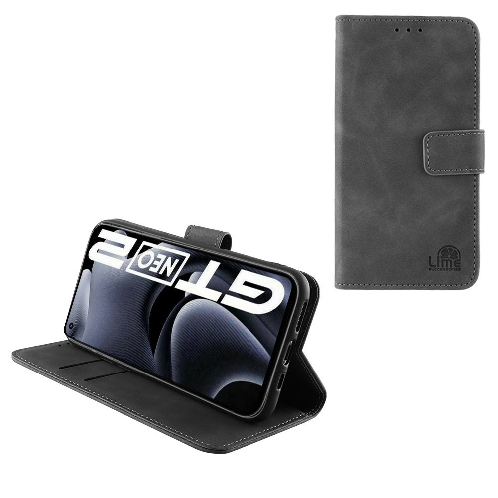 LIME CASE REALME GT NEO 2 5G 6.62" ESSENTIAL MAGNET BOOK STAND CLIP GREY