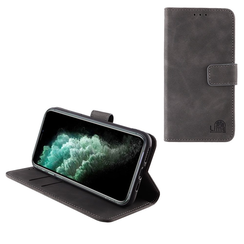 LIME CASE IPHONE 11 PRO 5.8" ESSENTIAL MAGNET BOOK STAND CLIP GREY