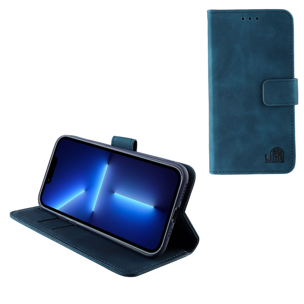 LIME CASE IPHONE 13 PRO MAX 6.7" ESSENTIAL MAGNET BOOK STAND CLIP DARK BLUE