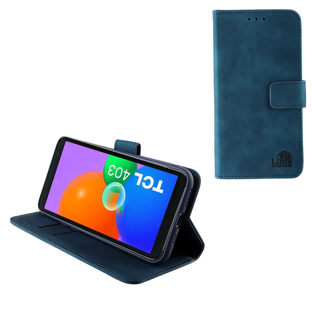LIME CASE TCL 403 T431 6.0" ESSENTIAL MAGNET BOOK STAND CLIP DARK BLUE